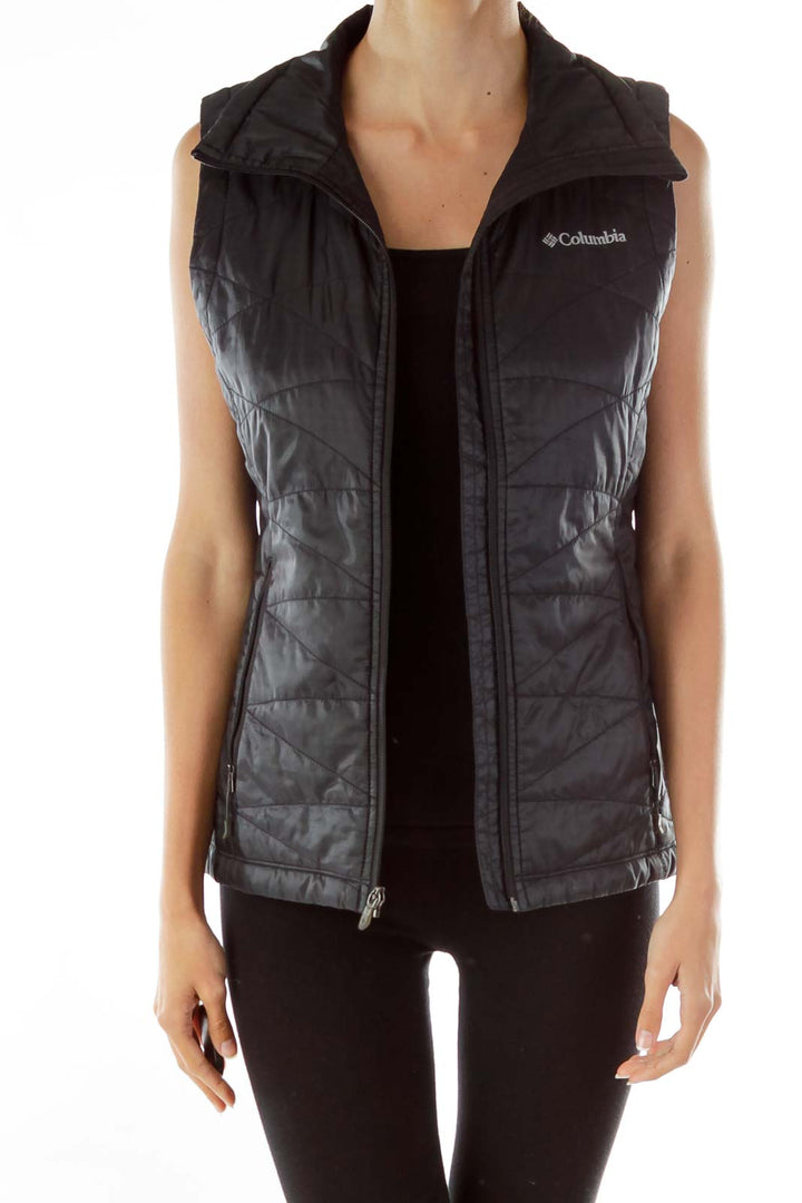 Black Padded Zipper Vest