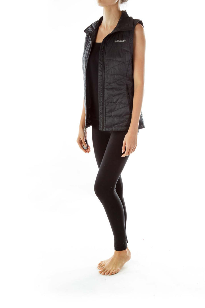 Black Padded Zipper Vest