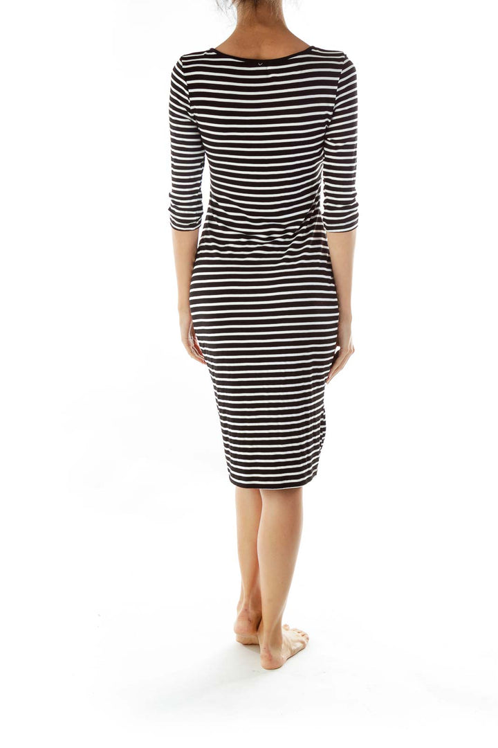 Black White Striped Midi Dress