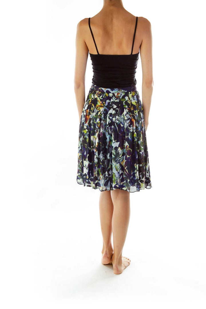 Multicolor Print Pleated Skirt