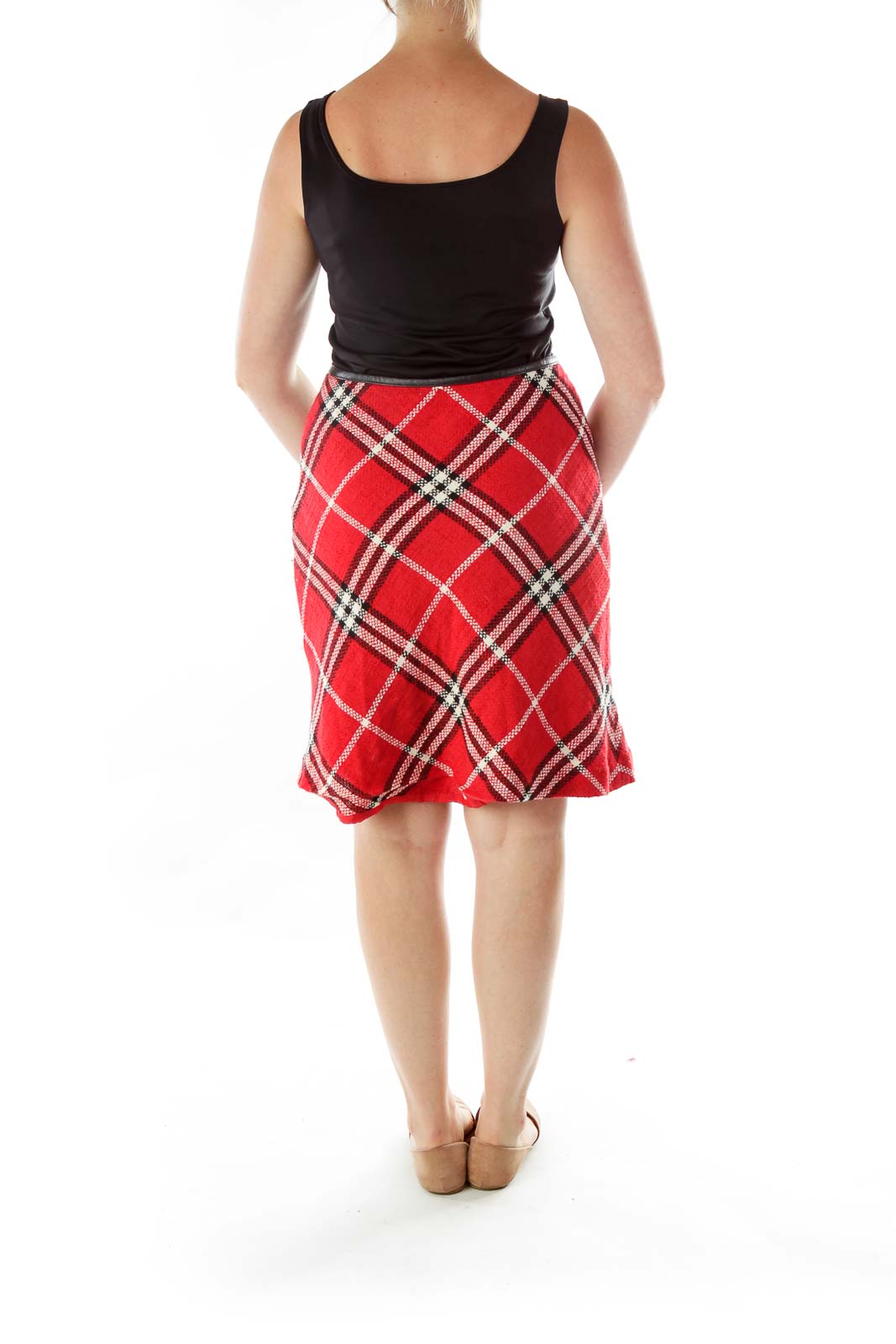 Red Plaid Wool Skirt