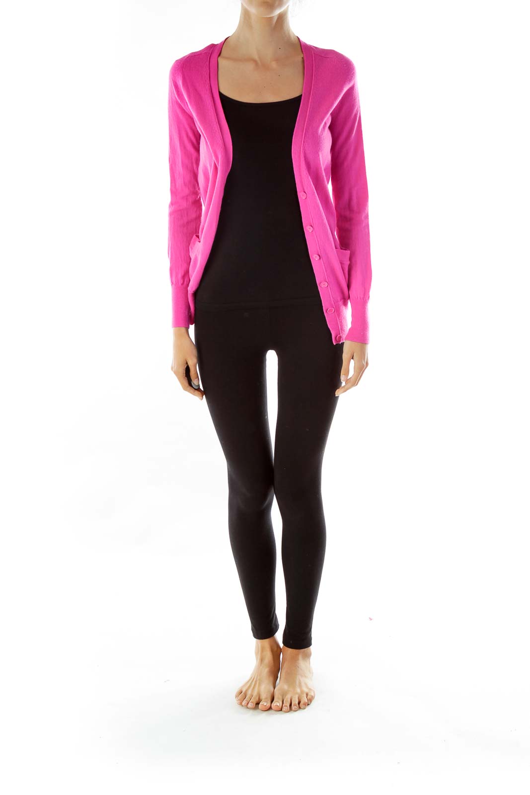 Hot Pink Merino Wool Cardigan