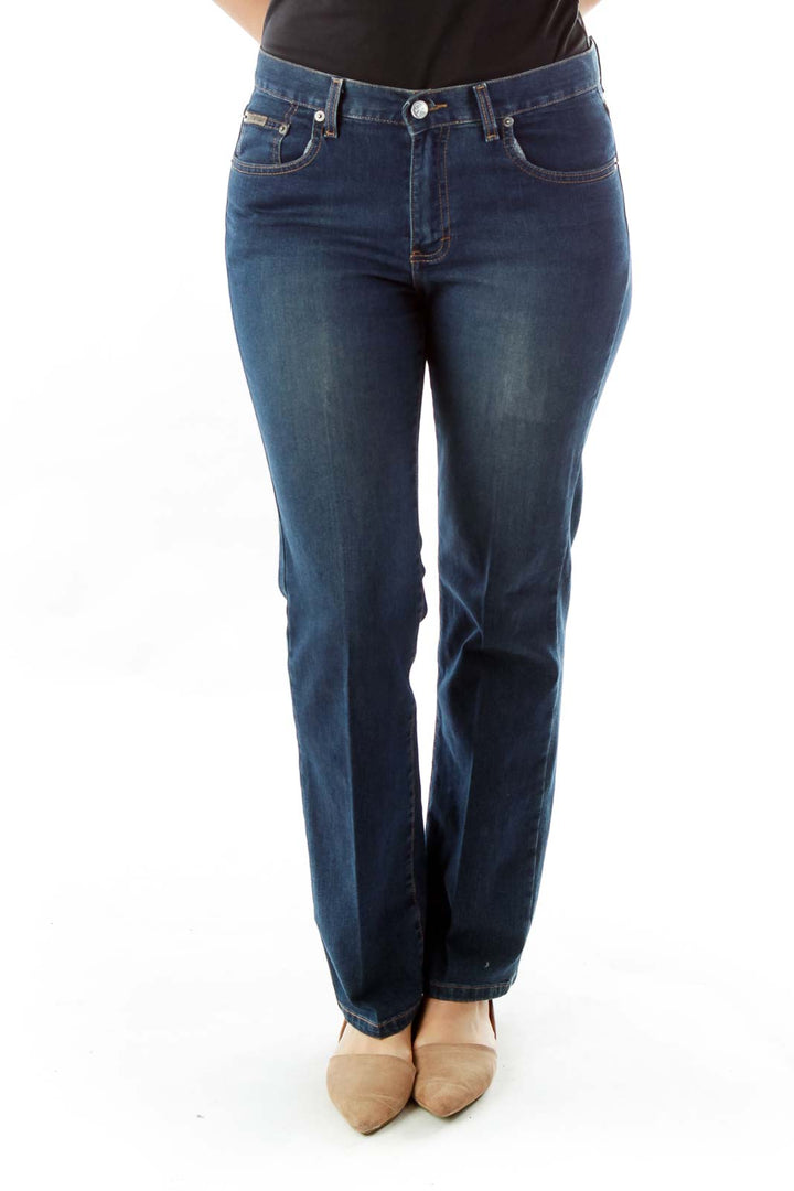 Navy Straight-Leg Jeans