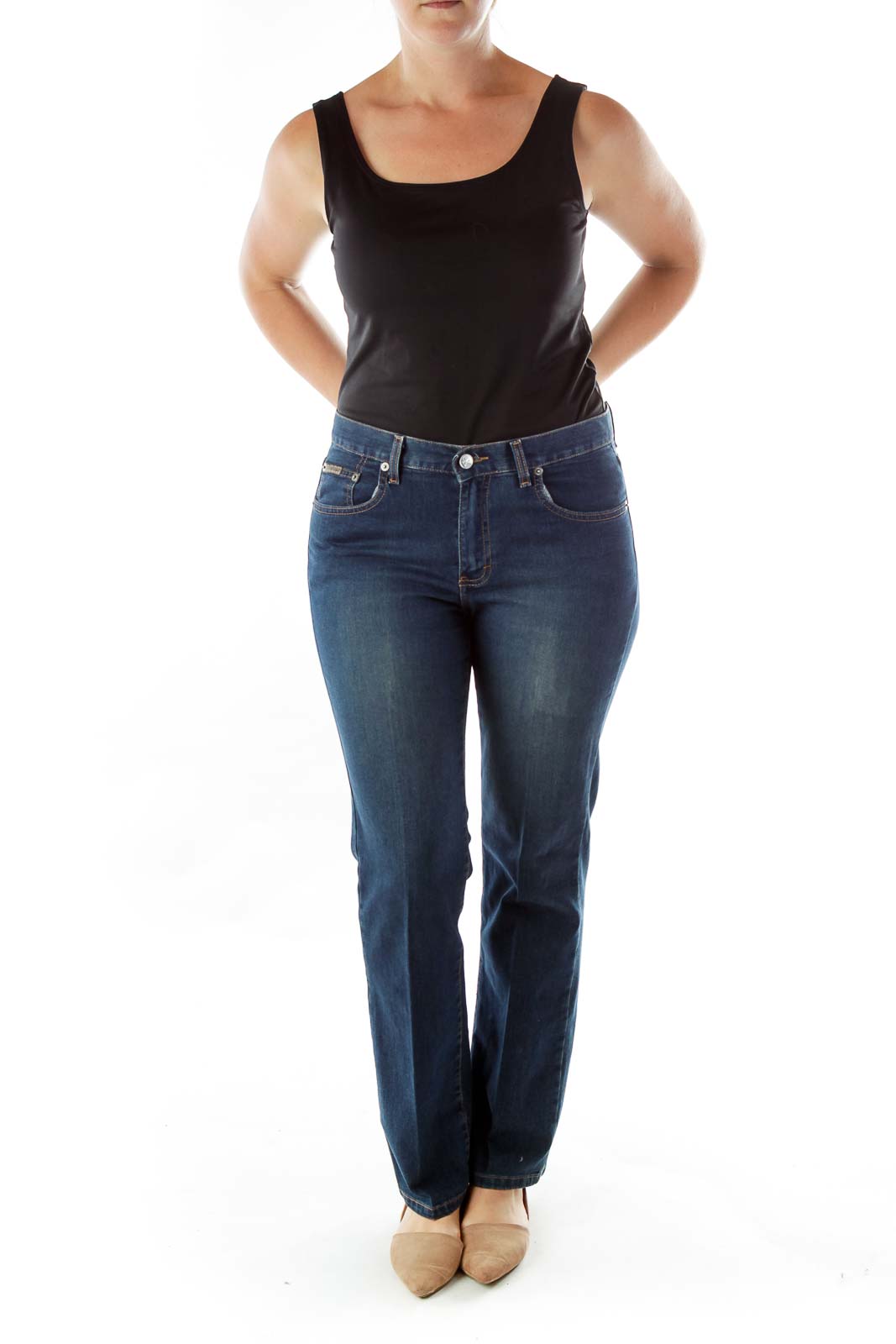 Navy Straight-Leg Jeans