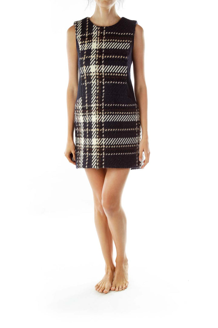 Black/Cream Patterned Sleeveless Dress