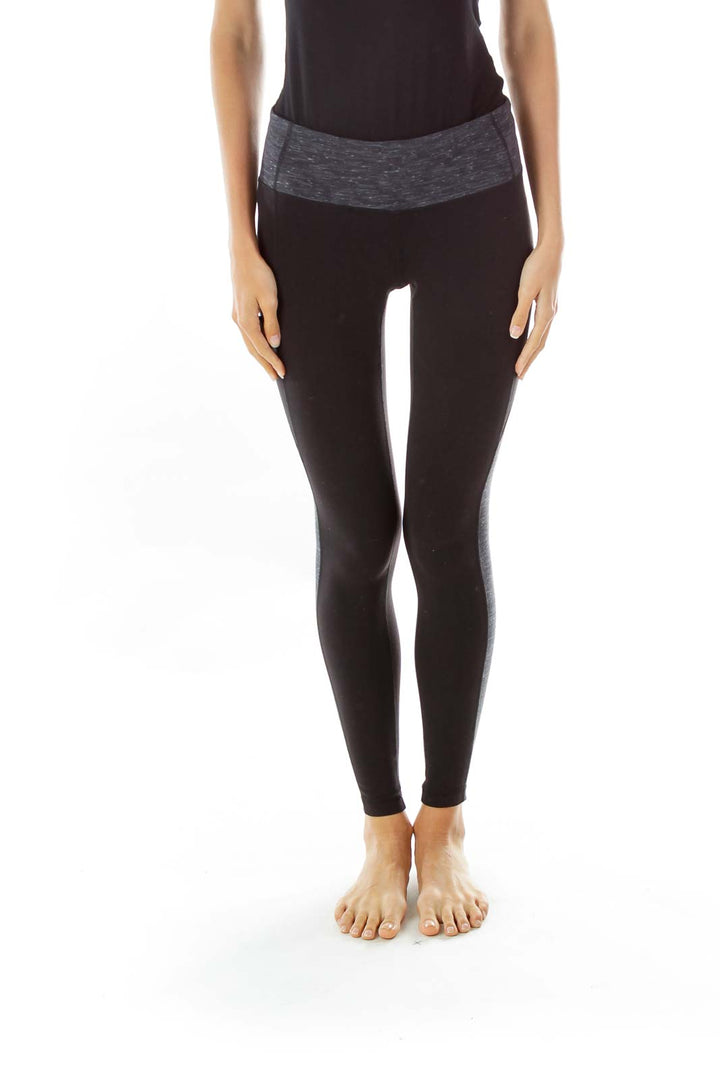 Black Gray Cropped Leggings