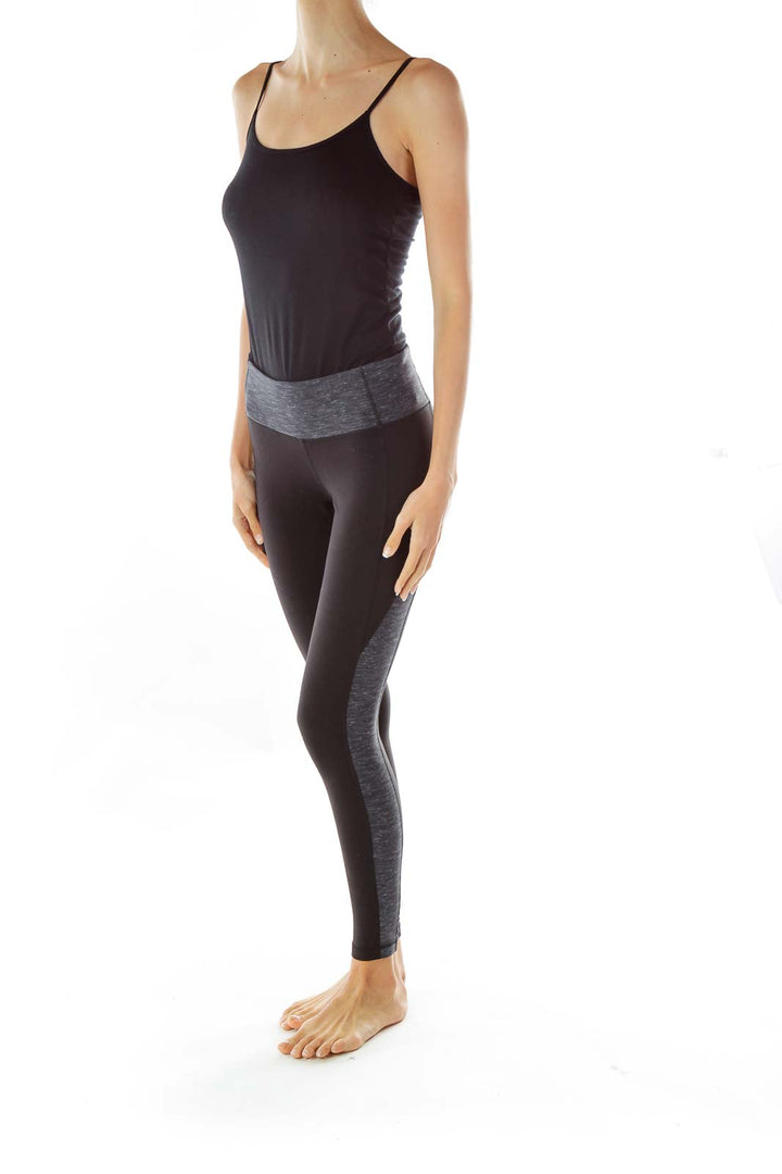 Black Gray Cropped Leggings