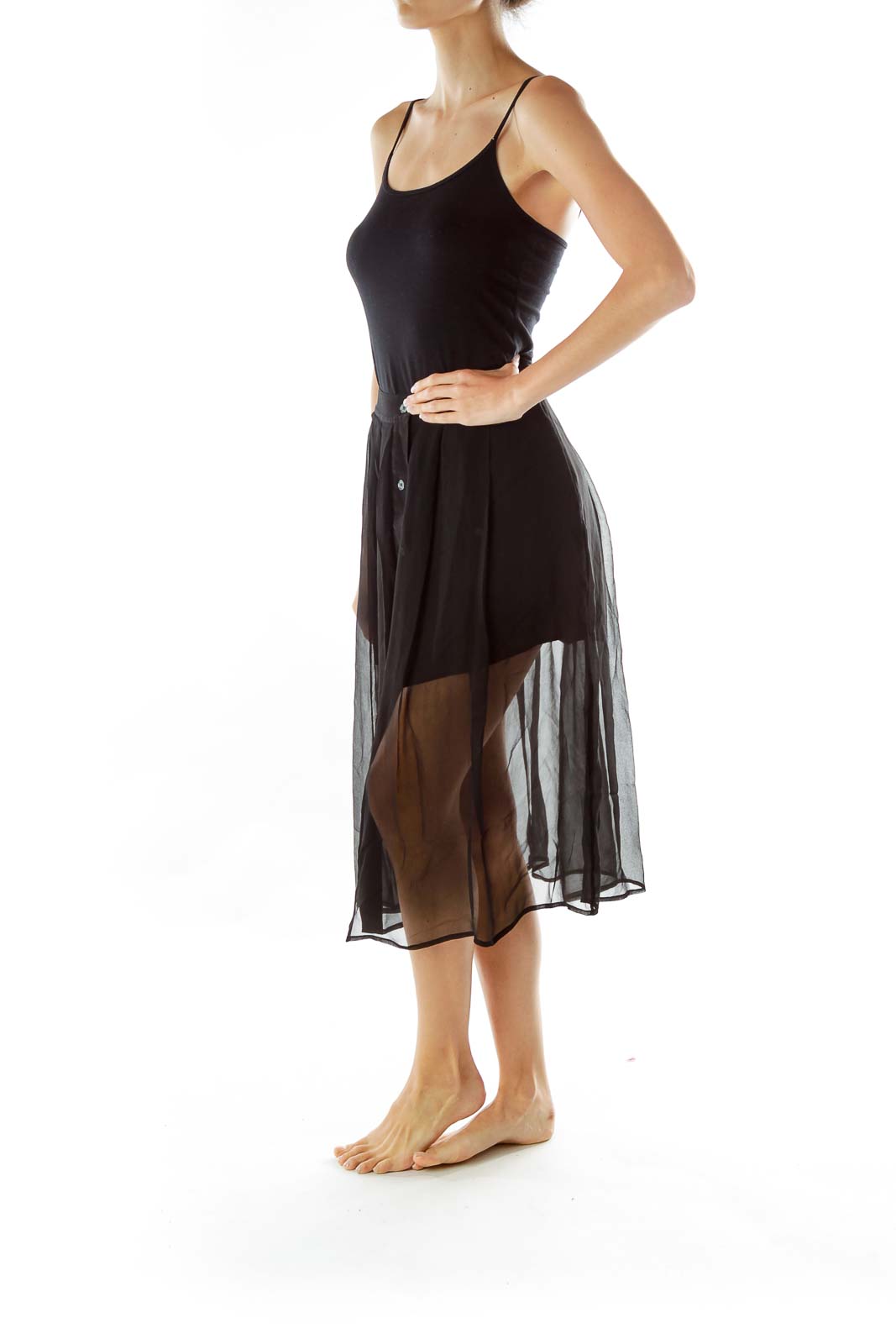 Black Sheet Midi Skirt