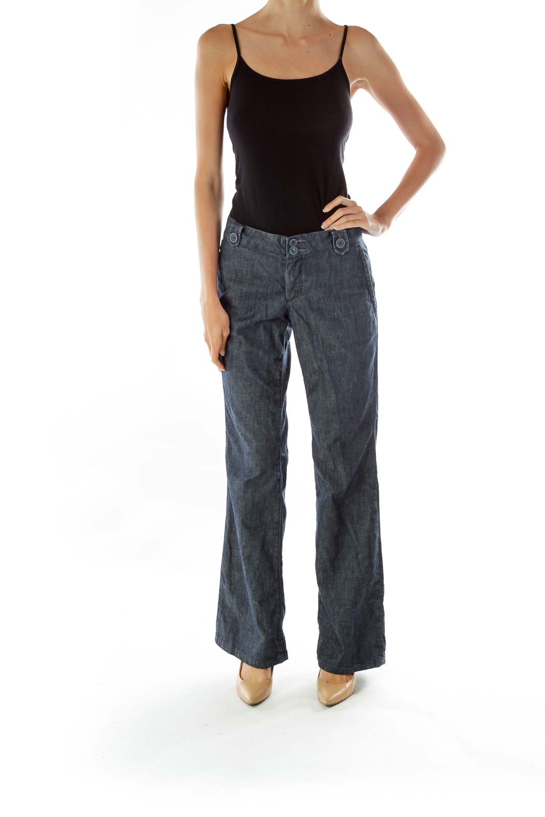 Blue High-Waisted Wide-Leg Jeans