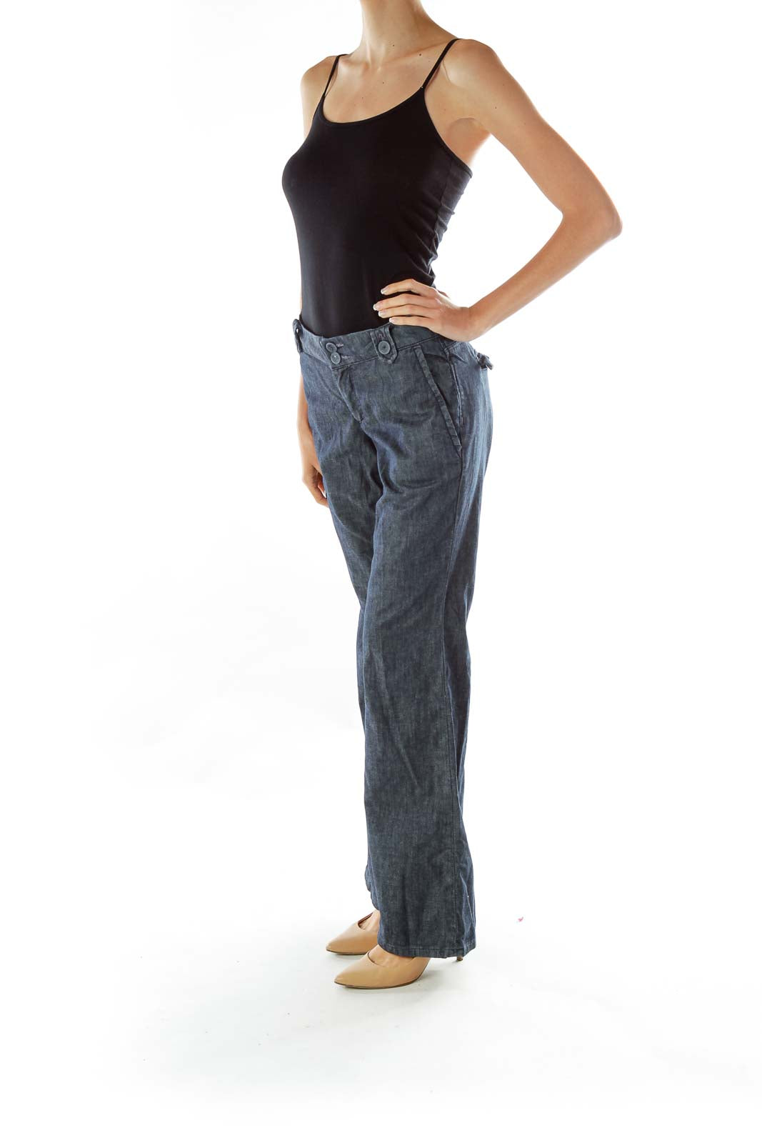 Blue High-Waisted Wide-Leg Jeans