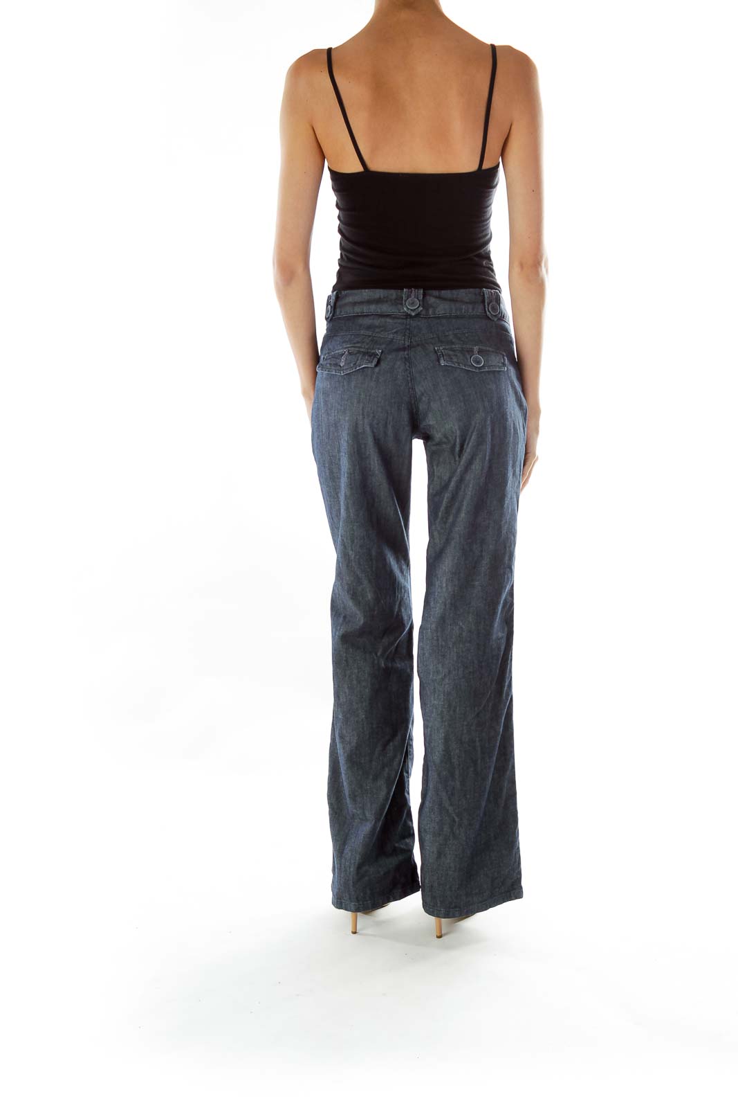 Blue High-Waisted Wide-Leg Jeans