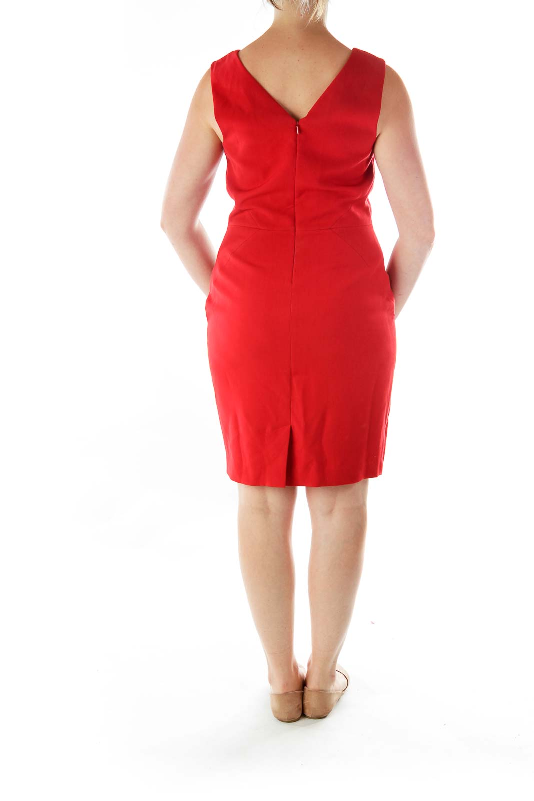 Red VNeck Cocktail Dress