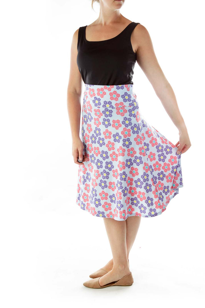 Blue Purple Flared Skirt