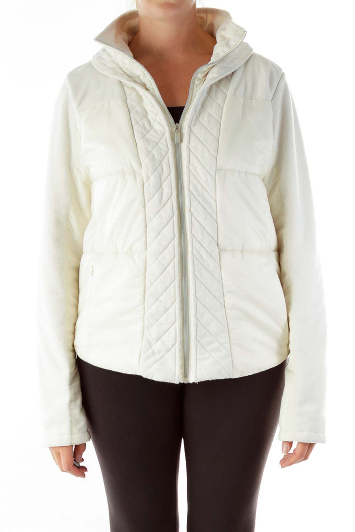 Cream Zippered Padded Jacket