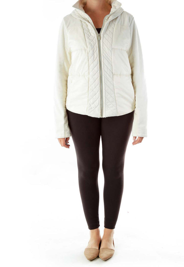 Cream Zippered Padded Jacket