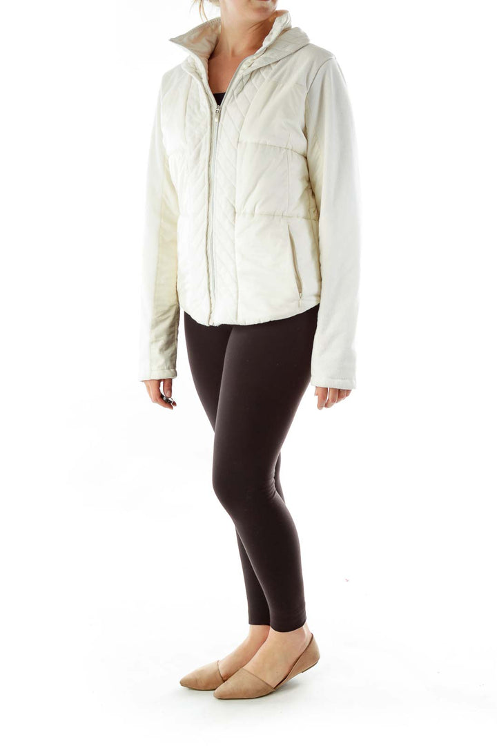 Cream Zippered Padded Jacket