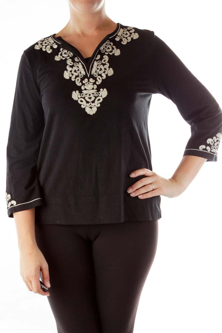 Black Embroidered Top