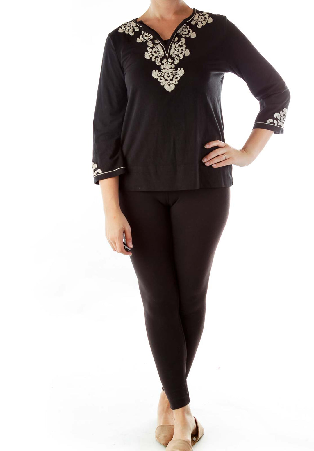 Black Embroidered Top