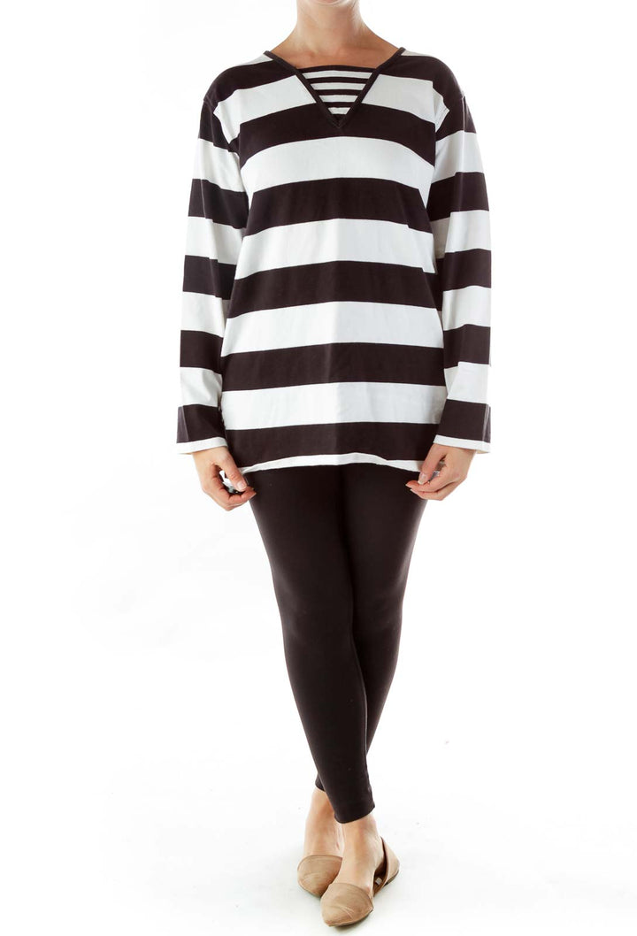 Black White Striped Sweatshirt