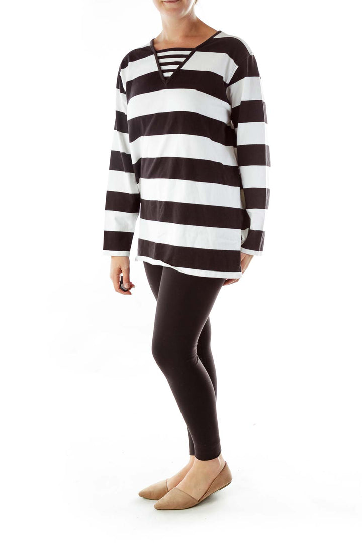 Black White Striped Sweatshirt