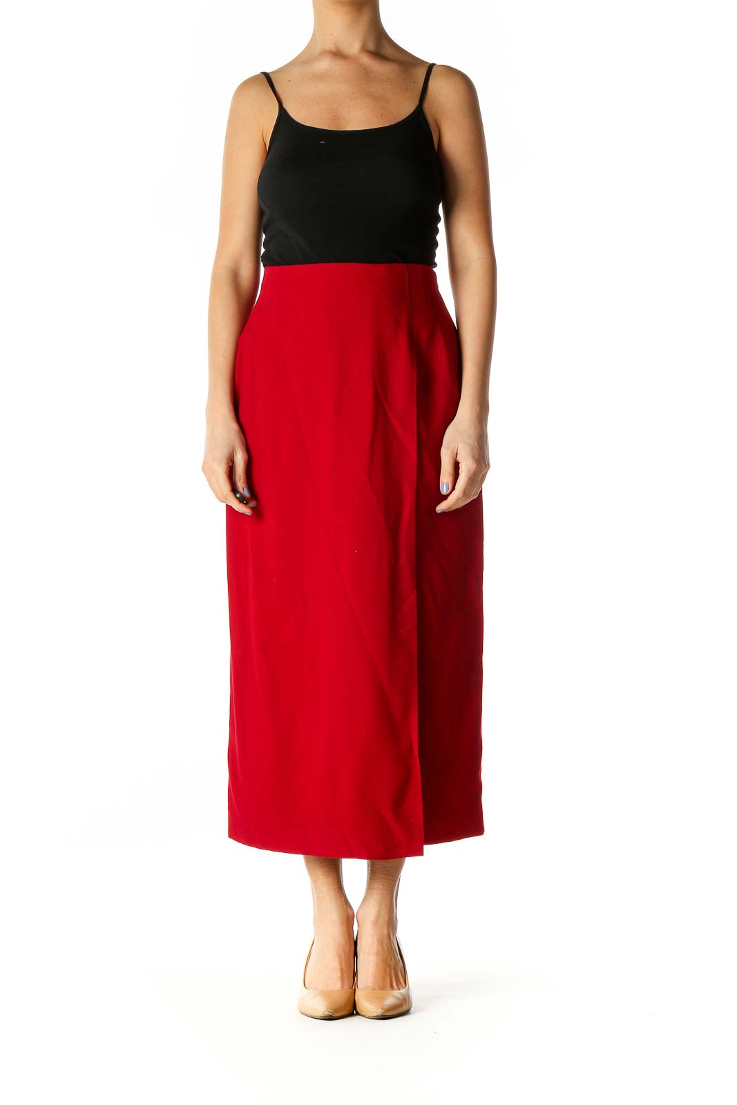 Red Pencil Midi Skirt