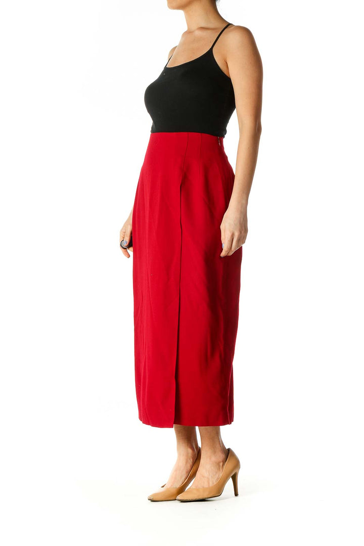 Red Pencil Midi Skirt