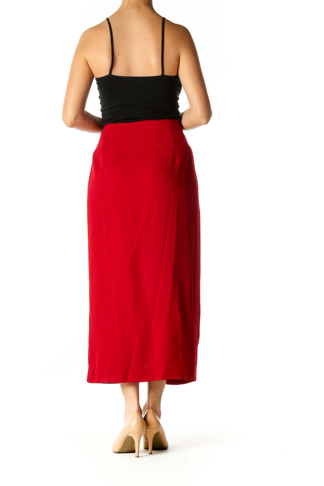 Red Pencil Midi Skirt