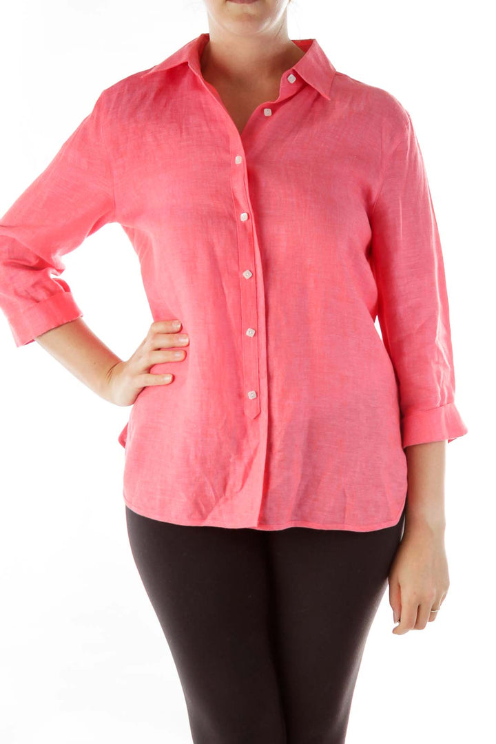 Pink Button-Up Blouse