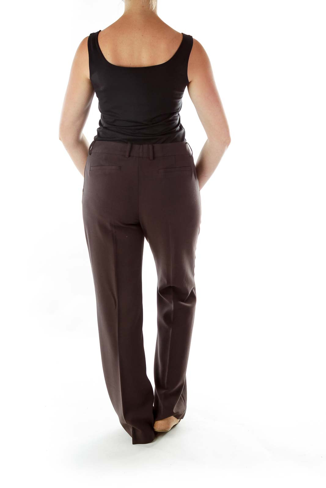 Brown Straight-Leg Slacks