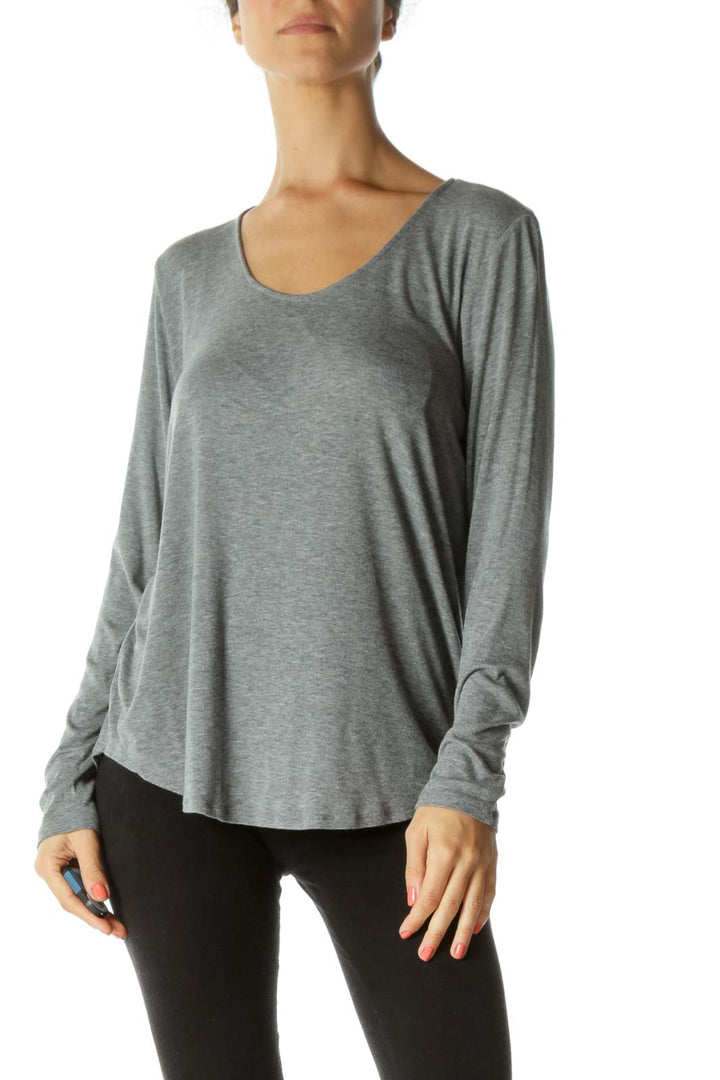 Gray Jersey-Knit Top