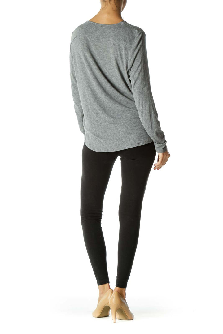 Gray Jersey-Knit Top