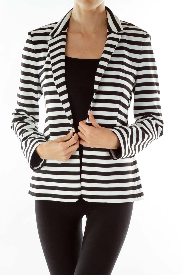 Black White Striped Blazer