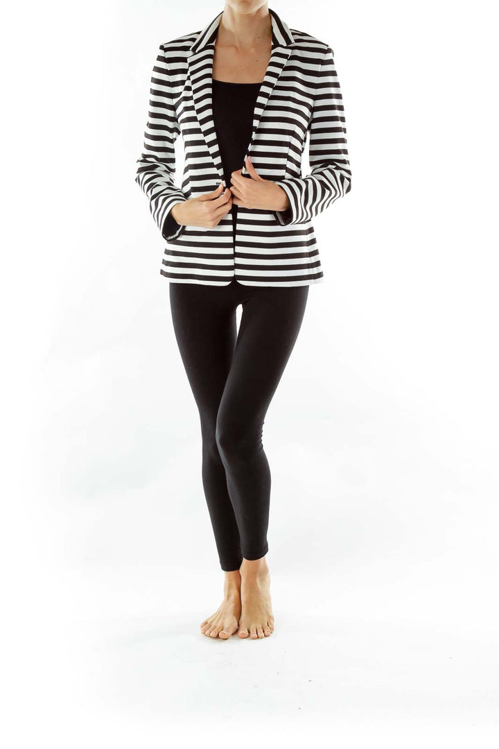 Black White Striped Blazer