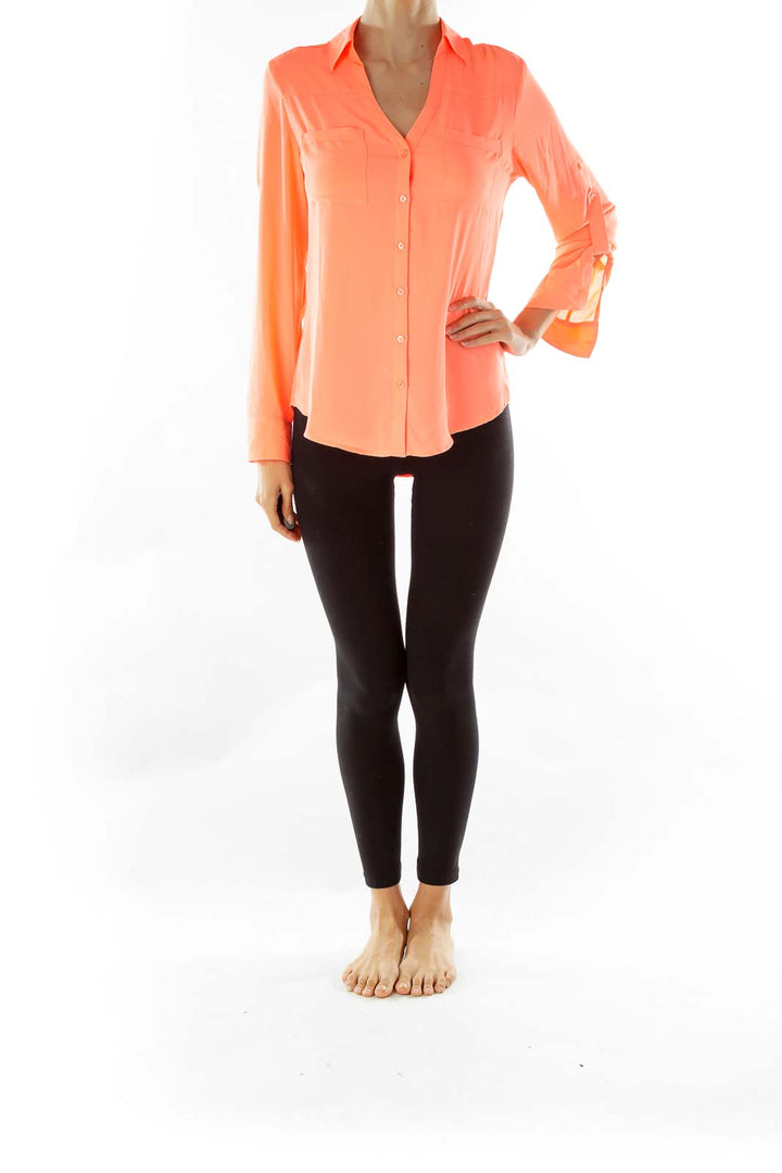 Orange Buttoned Blouse