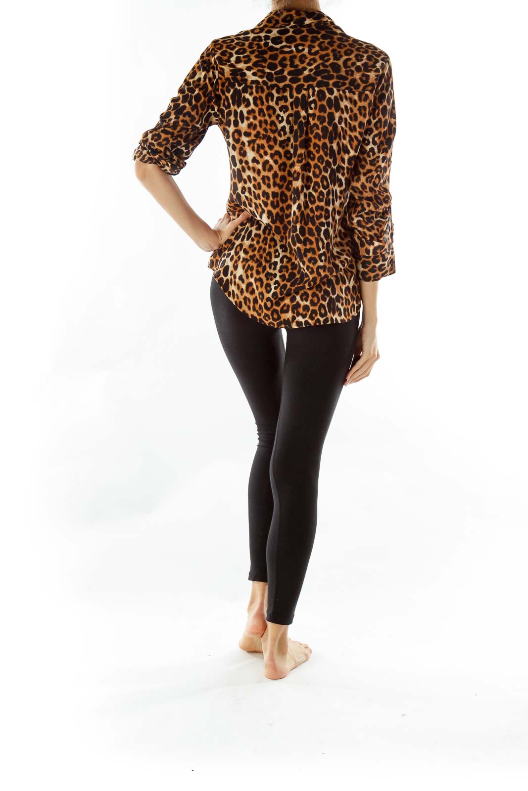 Black Brown Leopard Print Blouse