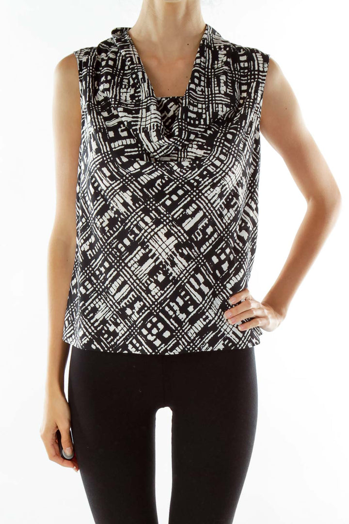 Black White Print Blouse