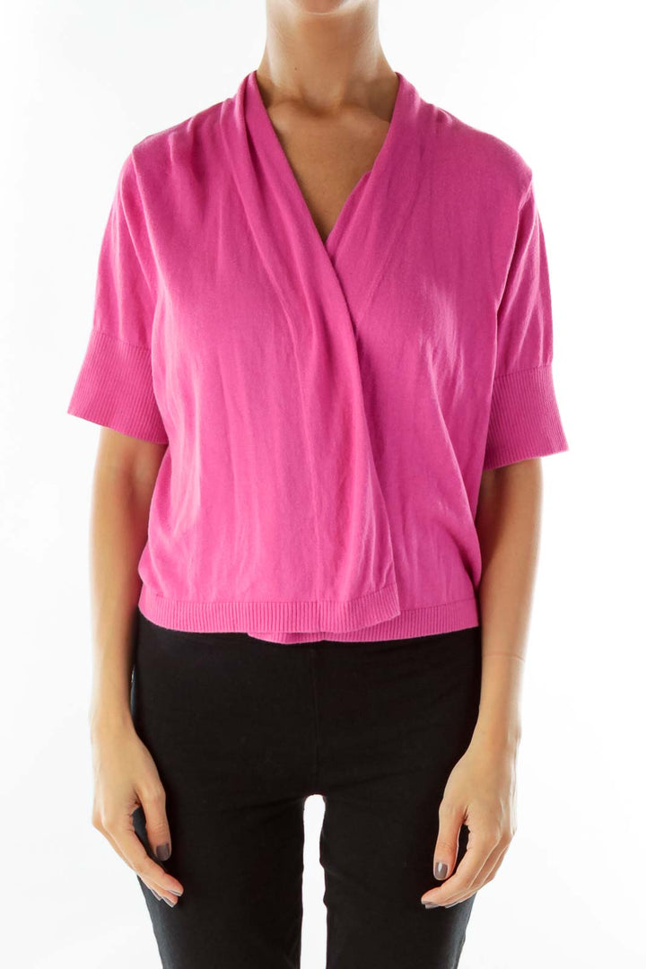 Pink Short-Sleeve Cropped Jacket