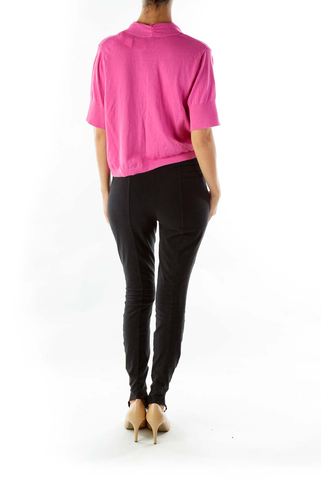 Pink Short-Sleeve Cropped Jacket