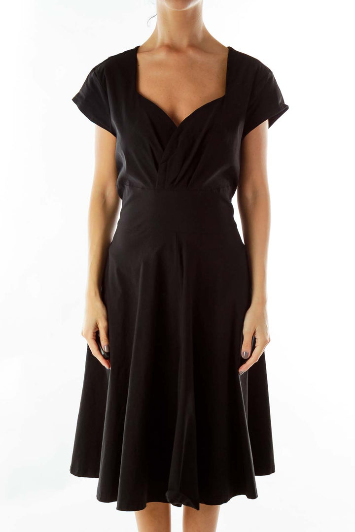 Black Sweetheart-Neckline A-Line Dress