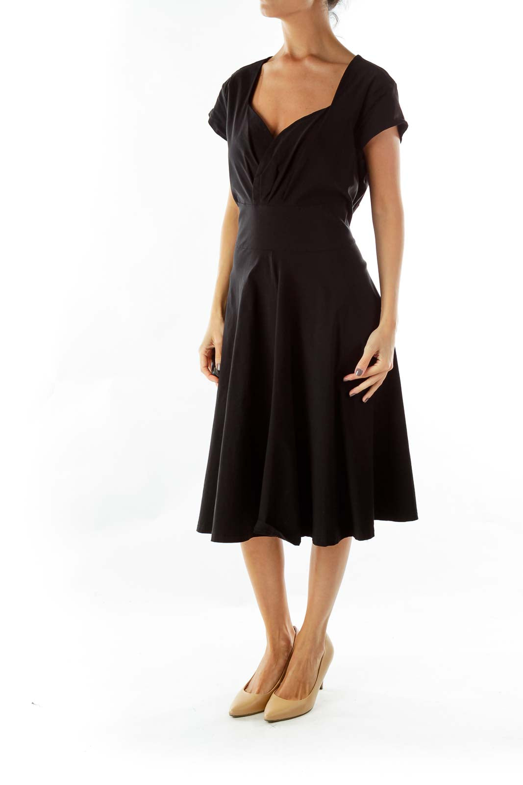 Black Sweetheart-Neckline A-Line Dress