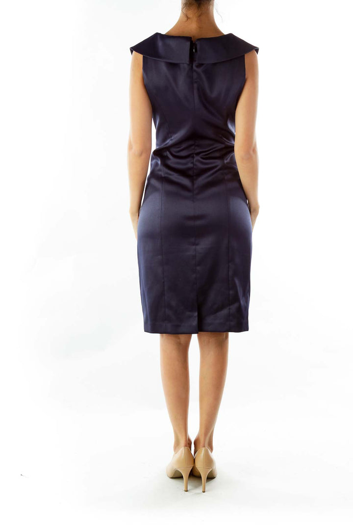 Navy Satin Evening Dress