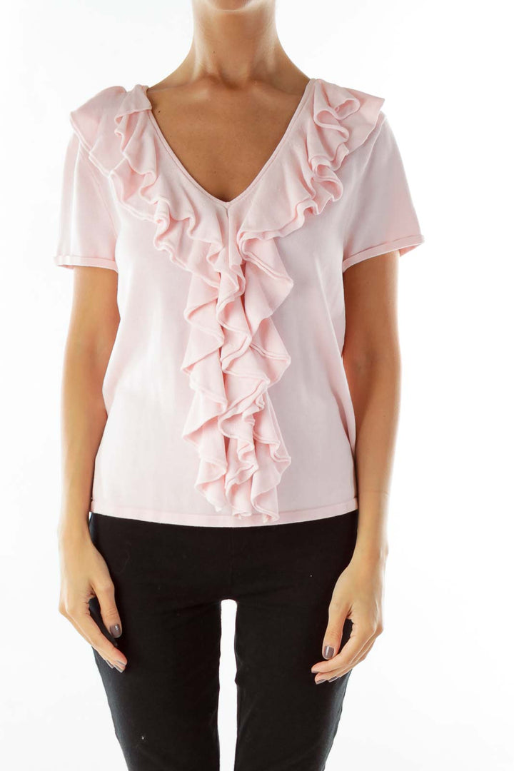 Pink Ruffled Knit Top