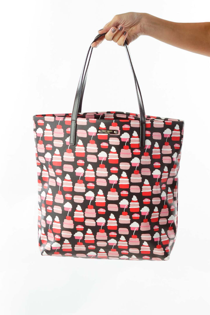 Black Pink Cupcake Print Tote