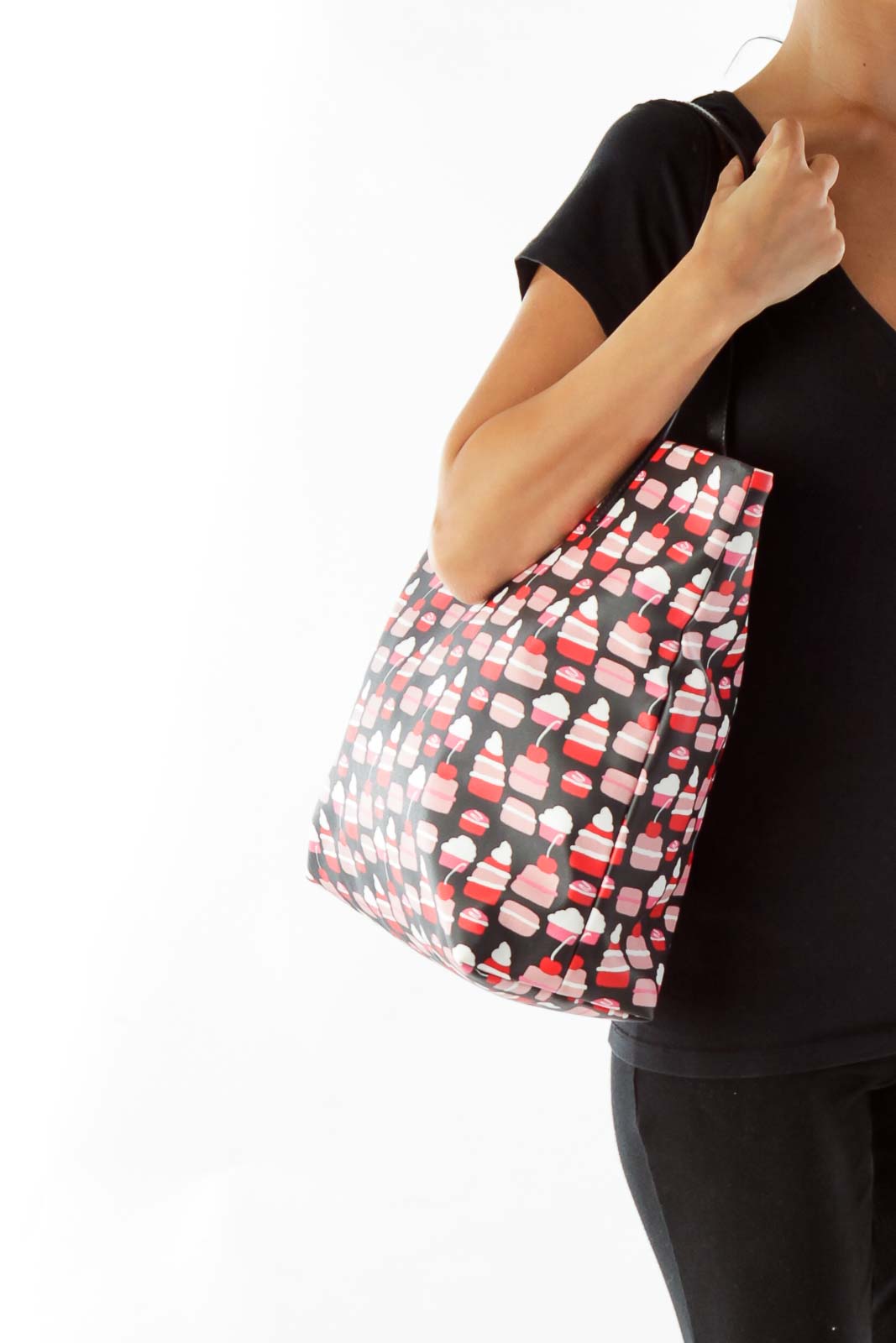 Black Pink Cupcake Print Tote