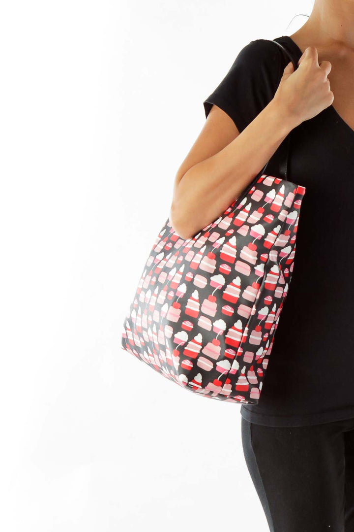 Black Pink Cupcake Print Tote