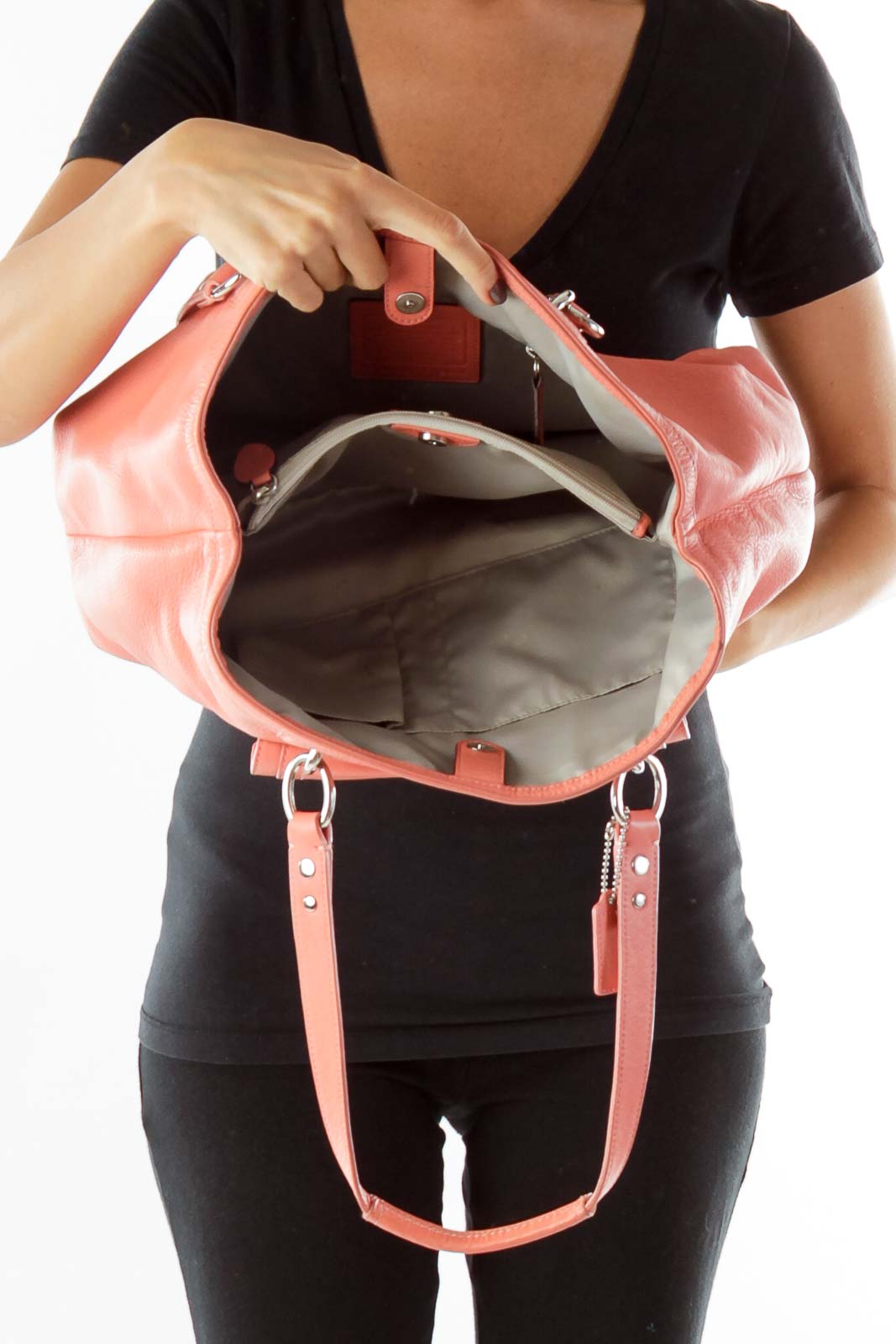 Coral Pocketed Shoulder Bag