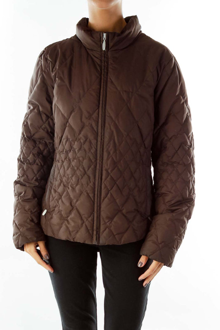 Brown Quilted Goose Feather Coat