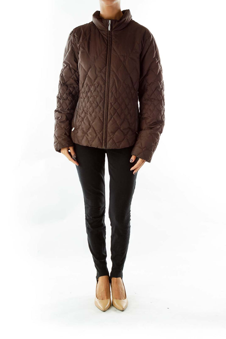 Brown Quilted Goose Feather Coat