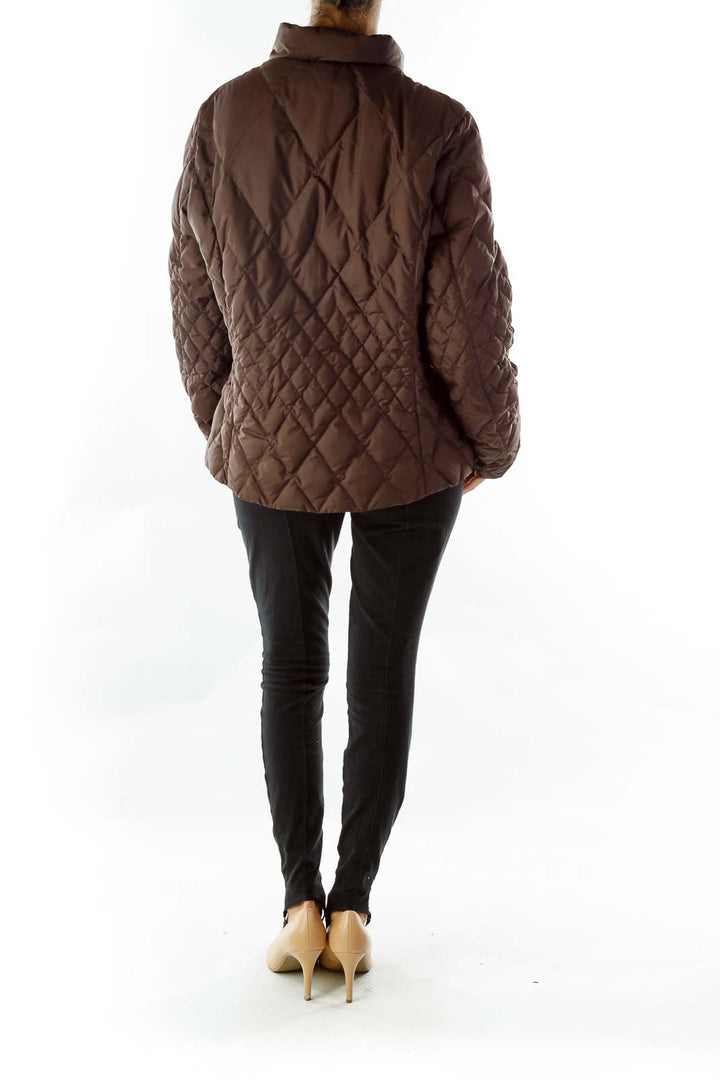 Brown Quilted Goose Feather Coat