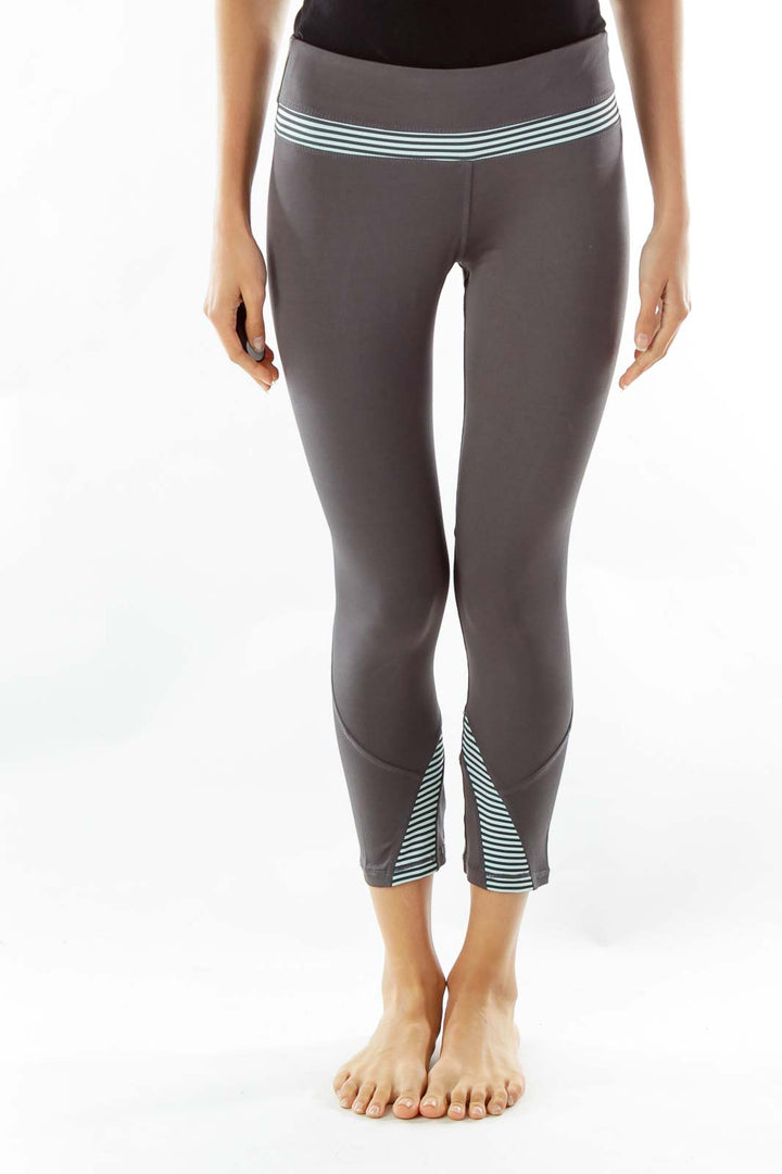 Gray Blue Striped Leggings